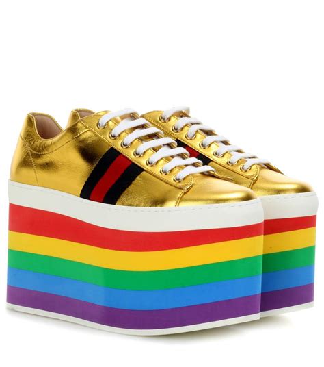 gucci shoes women rainbow|gucci rainbow platform shoes.